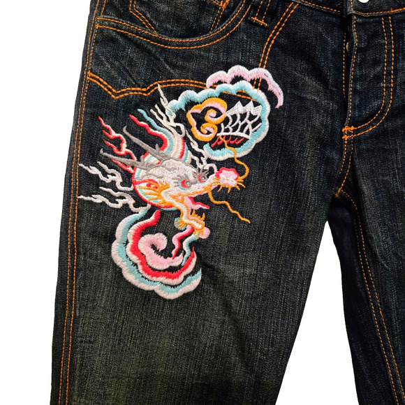 ANTIK DENIM Stretch Embroidered Low Rise Bootcut Jeans Boho S - Picture 5 of 16